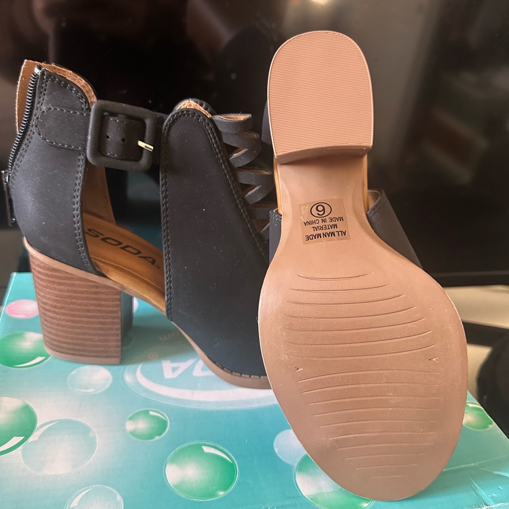 Soda Peep Toe Black Booties